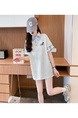 Real Shot of Pure Cotton Original Workmanship 2025 Summer New POLO Collar College Style Short-Sleeved T-shirt for Women in Light Gray