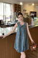 Light Blue Cost-Effective Doll Collar Sleeveless Denim Skirt Exquisite Special-Interest Design Tea Break French Dress Summer Wear Match
