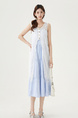 White and Blue Real Shot of the New 2025 Summer Bohemian Style Blouse with Blue Striped Suspender Dress