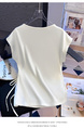Ivory Real Shot Lace-up Shoulder Short-Sleeved T-shirt Women's Summer 2025 Design Sense Waist Trimming Lace-up Split Chic Top Ins