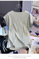 Gray Real Shot Lace-up Shoulder Short-Sleeved T-shirt Women's Summer 2025 Design Sense Waist Trimming Lace-up Split Chic Top Ins