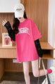 Real shot of 2025 back-collar modal 92% viscose fiber + 8% spandex short-sleeved T-shirt for women in vibrant pink