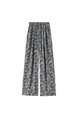 Black and White Real Shot Ice Silk Satin Printed Wide-Leg Pants Women's Summer Thin and All-Matching Slimming Drape Leisure Air Conditioning Sun-Proof Trousers - Black and White