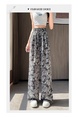Black and White Real Shot Ice Silk Satin Printed Wide-Leg Pants Women's Summer Thin and All-Matching Slimming Drape Leisure Air Conditioning Sun-Proof Trousers - Black and White