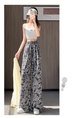 Black and White Real Shot Ice Silk Satin Printed Wide-Leg Pants Women's Summer Thin and All-Matching Slimming Drape Leisure Air Conditioning Sun-Proof Trousers - Black and White