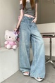 Real Shot Real Price Vintage Light Wash Blue Wide Leg Leisure Jeans for Women Washed High Waist Slimming and Straight Mop Trousers