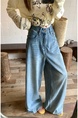 Real Shot Real Price Vintage Light Wash Blue Wide Leg Leisure Jeans for Women Washed High Waist Slimming and Straight Mop Trousers