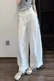Loose Fashion Straight Pants Small Korean Style Lazy Relaxed Feeling Cool Rustling Style White Uniform Wide Leg Pants for Women Summer - White