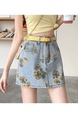 Vintage Tie-Dyed Printed Skirt Women's Summer Anti-Exposure Hot Girl Hip Skirt High Waist Denim Skirt A-Line Skirt - LIGHT BLUE