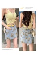 Vintage Tie-Dyed Printed Skirt Women's Summer Anti-Exposure Hot Girl Hip Skirt High Waist Denim Skirt A-Line Skirt - LIGHT BLUE