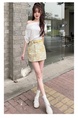 Vintage Tie-Dyed Printed Skirt Women's Summer Anti-Exposure Hot Girl Hip Skirt High Waist Denim Skirt A-Line Skirt - YELLOW