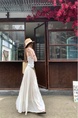 Real Shot of Summer Retro Cotton and Linen Long Skirt for Women - WHITE