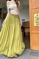 Real Shot of Summer Retro Cotton and Linen Long Skirt for Women - OLIVE GREEN