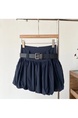 Navy Blue Lantern Shorts Skirt Female 2025 Summer New Bubble Bud Umbrella Skirt - High Waist A-Line Skirt