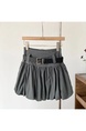 Gray Blue Lantern Shorts Skirt Female 2025 Summer New Bubble Bud Umbrella Skirt - High Waist A-Line Skirt