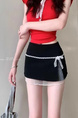 Black Lace Slit Korean Style Sweet Short Skirt for Women, Summer New Princess