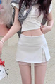 White Korean Style Lace Slit Sweet Short Skirt for Women, Summer New Princess Style All-Match Slim Hip Skirt Pants