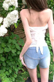 Titi Lady Casual Light Blue Denim Shorts Female Summer Hot Girl American Retro Waistsless Slim Pants