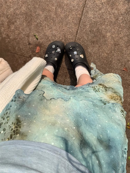 Roundshop | Streamer Leaning Dream Irregular Blooming Skirt Summer Firefly Layering Skirt - LIGHT BLUE