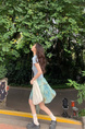 Roundshop | Streamer Leaning Dream Irregular Blooming Skirt Summer Firefly Layering Skirt - LIGHT BLUE