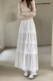 Real Shot Cost-Effective 2025 New Korean Style White Three-Dimensional Crocheted Hollow-out Dress Stitching Loose High Waist Skirt - WHITE