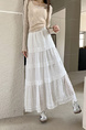 Real Shot Cost-Effective 2025 New Korean Style White Three-Dimensional Crocheted Hollow-out Dress Stitching Loose High Waist Skirt - WHITE