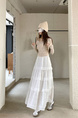 Real Shot Cost-Effective 2025 New Korean Style White Three-Dimensional Crocheted Hollow-out Dress Stitching Loose High Waist Skirt - WHITE