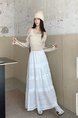 Real Shot Cost-Effective 2025 New Korean Style White Three-Dimensional Crocheted Hollow-out Dress Stitching Loose High Waist Skirt - WHITE