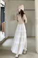 Real Shot Cost-Effective 2025 New Korean Style White Three-Dimensional Crocheted Hollow-out Dress Stitching Loose High Waist Skirt - WHITE