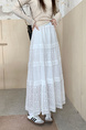Real Shot Cost-Effective 2025 New Korean Style White Three-Dimensional Crocheted Hollow-out Dress Stitching Loose High Waist Skirt - WHITE