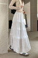 Real Shot Cost-Effective 2025 New Korean Style White Three-Dimensional Crocheted Hollow-out Dress Stitching Loose High Waist Skirt - WHITE