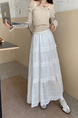 Real Shot Cost-Effective 2025 New Korean Style White Three-Dimensional Crocheted Hollow-out Dress Stitching Loose High Waist Skirt - WHITE