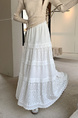 Real Shot Cost-Effective 2025 New Korean Style White Three-Dimensional Crocheted Hollow-out Dress Stitching Loose High Waist Skirt - WHITE