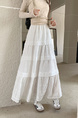 Real Shot Cost-Effective 2025 New Korean Style White Three-Dimensional Crocheted Hollow-out Dress Stitching Loose High Waist Skirt - WHITE