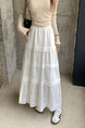 Real Shot Cost-Effective 2025 New Korean Style White Three-Dimensional Crocheted Hollow-out Dress Stitching Loose High Waist Skirt - WHITE