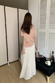 Summer New Simple Everyday Joker Lazy Vacation Style A-Line Skirt Casual Slimming Temperament Skirt with Belt - WHITE