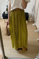 Summer New Simple Everyday Joker Lazy Vacation Style A-Line Skirt Casual Slimming Temperament Skirt with Belt - GREEN