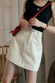Retro Cream Polka Dot Floral Denim Skirt Women's Summer High Waist Slimming A-Line Sheath Short Skirt Trendy Pantskirt - CREAM