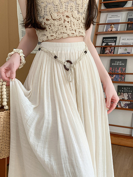 Real Shot Spot Skirt Women's Summer New Style Ruffled Cake Skirt Long High Waist Umbrella Skirt Fairy Mid-Length Skirt - CREAM
