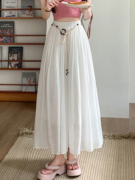 Real Shot Spot Skirt Women's Summer New Style Ruffled Cake Skirt Long High Waist Umbrella Skirt Fairy Mid-Length Skirt - WHITE