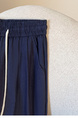 Real Shot 2025 Summer New NAVY Tencel Cotton Wide-Leg Pants High Waist Straight Cropped Pants Lace Patchwork Easy Matching Casual Pants