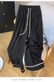 Real Shot 2025 Summer New BLACK Tencel Cotton Wide-Leg Pants High Waist Straight Cropped Pants Lace Patchwork Easy Matching Casual Pants