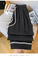 Real Shot 2025 Summer New BLACK Tencel Cotton Wide-Leg Pants High Waist Straight Cropped Pants Lace Patchwork Easy Matching Casual Pants