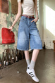 Real Shot Real Price American Retro Washed Jeans Women's High Waist Slimming and Straight Wide Leg Cropped Pants - LIGHT BLUE