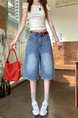 Real Shot Real Price American Retro Washed Jeans Women's High Waist Slimming and Straight Wide Leg Cropped Pants - LIGHT BLUE