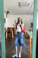 Real Shot Real Price American Retro Washed Jeans Women's High Waist Slimming and Straight Wide Leg Cropped Pants - LIGHT BLUE