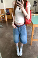Real Shot Real Price American Retro Washed Jeans Women's High Waist Slimming and Straight Wide Leg Cropped Pants - LIGHT BLUE