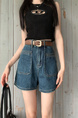 Retro Black Polka Dot Floral Denim Skirt - Women's Summer High Waist Slimming A-line Sheath Short Skirt - BLUE
