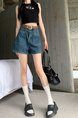 Retro Black Polka Dot Floral Denim Skirt - Women's Summer High Waist Slimming A-line Sheath Short Skirt - BLUE