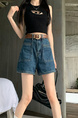 Retro Black Polka Dot Floral Denim Skirt - Women's Summer High Waist Slimming A-line Sheath Short Skirt - BLUE